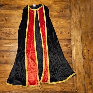 Regenboog Cape Cloak Adult Size M Black Red Gold Medieval Renaissance Velvet